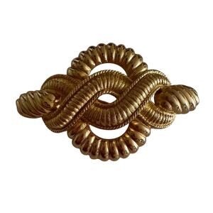 Christian Dior Vintage 80s Vintage Large Textured Interlocked Rope Twist Brooch